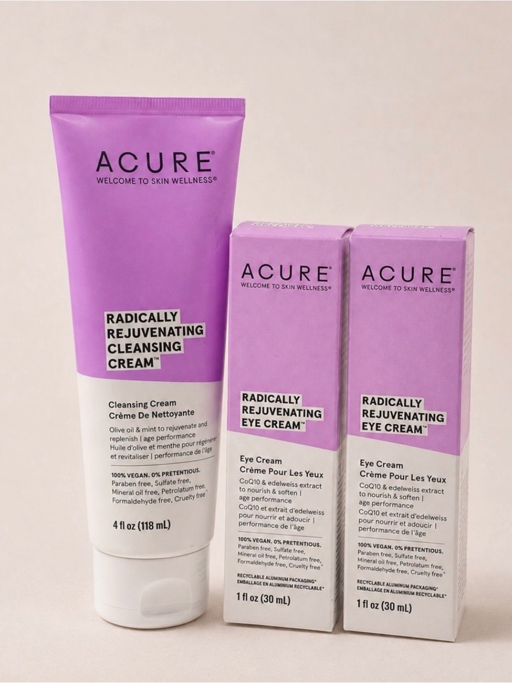 NEW • ACURE Cleansing Cream + 2 Eye Creams